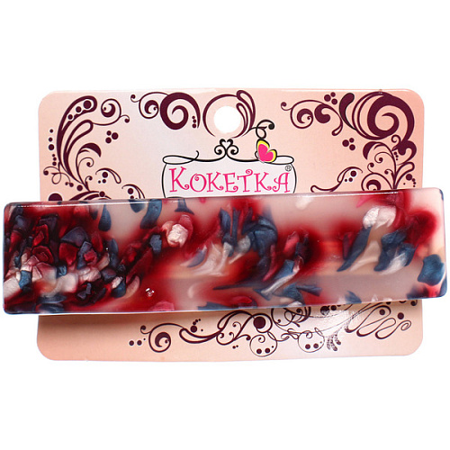 Заколка - автомат ЭКЛЕР, форма прямоугольная, сари, микс 5 цветов, 10,32,5см (блистер Кокетка)_8