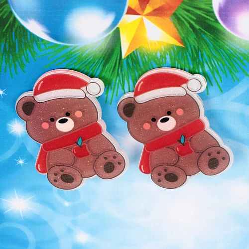 Зажимы для волос детские 2шт БИСКВИТ, Мишка, 5см_3