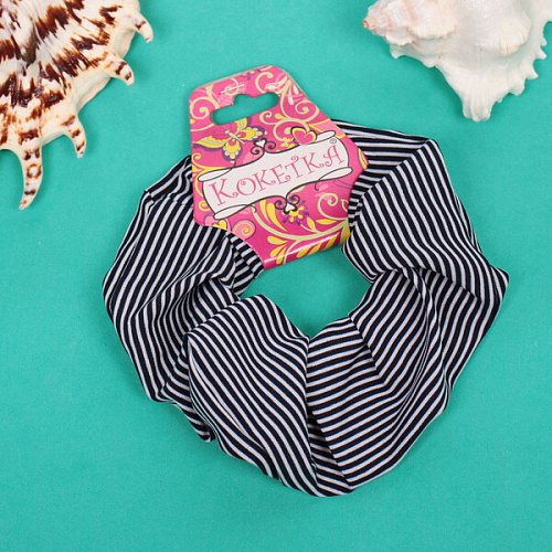 Резинка для волос Collection School, принт полоска, микс 6 цветов, d-10см_10