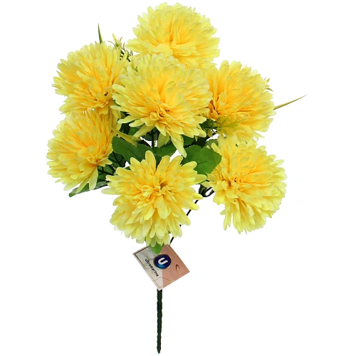 Искусственные цветы Цветочная мелодия Хризантемы 40см 7 цветков желтые_3