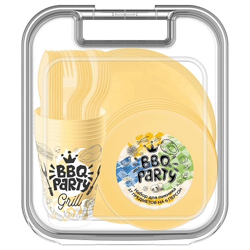 Набор для пикника с декором, 37 предметов на 6 персон (бледно-желтый) 221142004/01