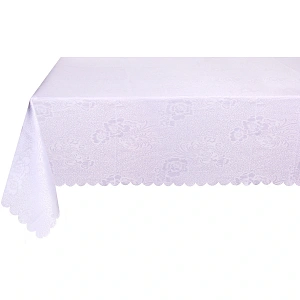 Скатерть 148*180 см "Классика", цветы, цвет белый