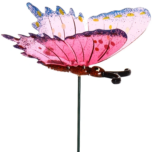 Статуэтка садовая  на спице Бабочка блестящая 13х40см_14
