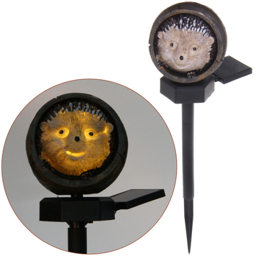 Светильник на солн.батарее "Милый ёжик" 8*8*8,5 см, (свечение теплый белый)