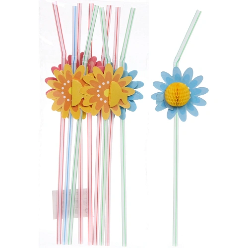 Трубочка для коктейля Цветущий сад, 24 см, d-5мм (набор 10 шт), микс_2