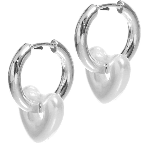 Серьги из гиппоалергенного металла со стразами ПАЛУМНА, сердечки, цвет золото и серебро, 2,5см_8