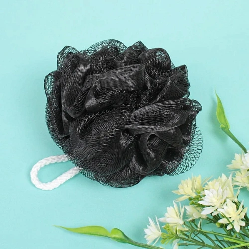 Мочалка для тела полипропиленовая Ultramarine - Мужская, цвет черный, d-13см, 50гр_3