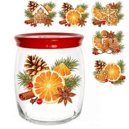 Банка стеклянная 920мл "Со вкусом праздника"  5 видов D43004/06