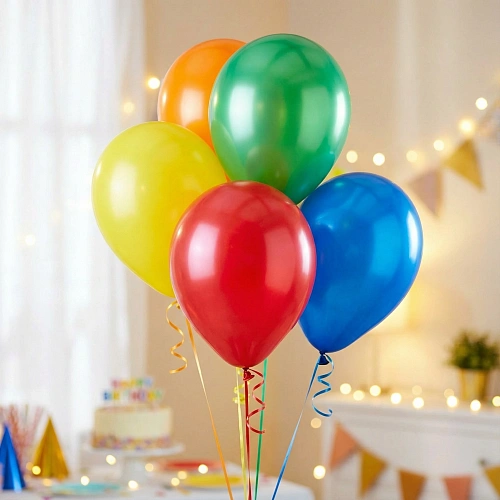 Воздушные шары  5 шт, 10"/25см Радуга цвета (микс)