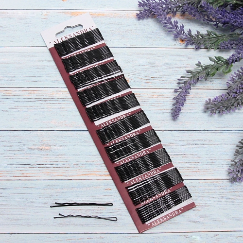 Невидимки для волос 100 шт Александра, цвет черный 6 см_5