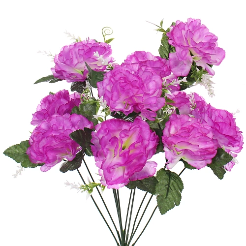 Искусственные цветы Цветочная мелодия Гвоздики 50см 10 цветков сиреневые_4