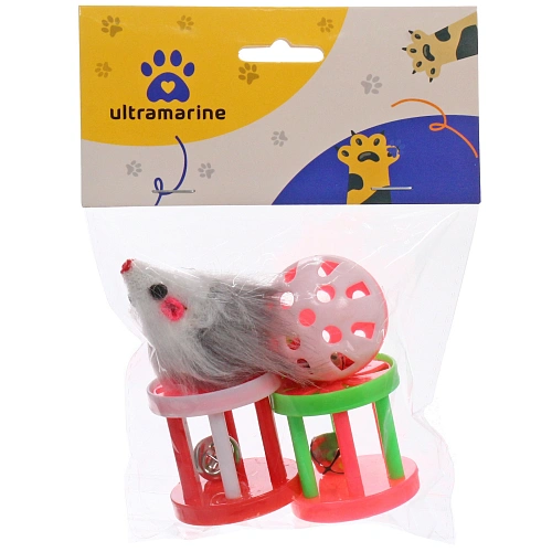 Игрушки в наборе 4шт для кошек МУРОЧКИН, цвет микс, с бубенчиками и мышка_8