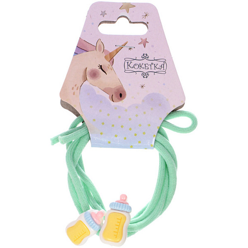 Резинки для волос 2шт МИМИШКА, бутылочка, микс 5 цветов, d-5,5см (подвес Единорог)_5