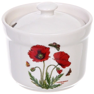 Сахарница керамическая 220мл "Цветочная грация" с ложкой, маки