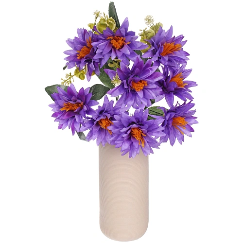 Искусственные цветы Цветочная мелодия Астры 50см 9 цветков сиреневые_6