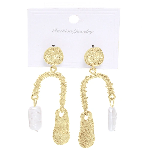 Серьги из гиппоалергенного сплава АЛЕГРО, цвет серебро и золото, 6,5см_6