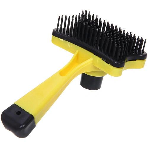 Расческа - пуходерка самоочищающаяся для собак и кошек Пушок, цвет желтый, 13см (блистер)_10