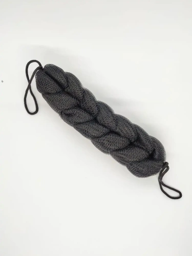 Мочалка косичка "Tressy", цвет черный, 26*6.5см / 70 гр