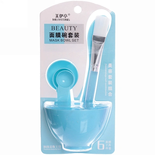 Набор косметический Beauty Bar, кисточка, лопатка, 3 мерных ложки и чаша, микс три цвета, 17,58,5см, _7