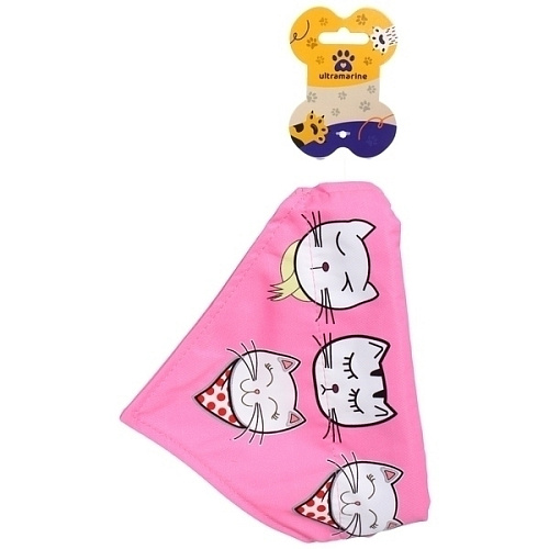 Ошейник с банданой и колокольчиком для кошек и собак мелких пород Стильный БРО, цвет розовый, рL2315,5(лейбл)_6