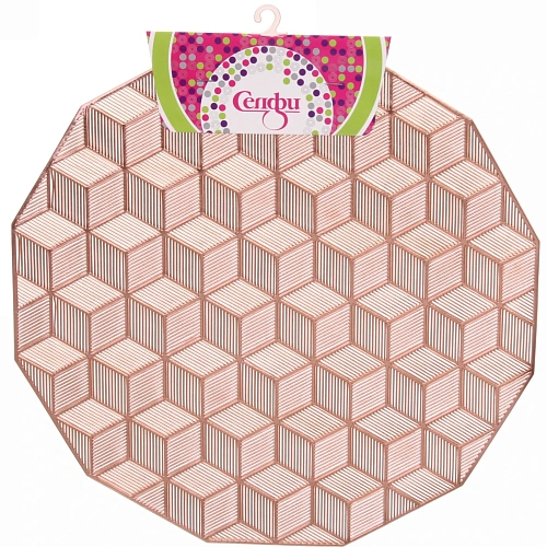 Салфетка плетеная 38см "Кубики" розовое золото