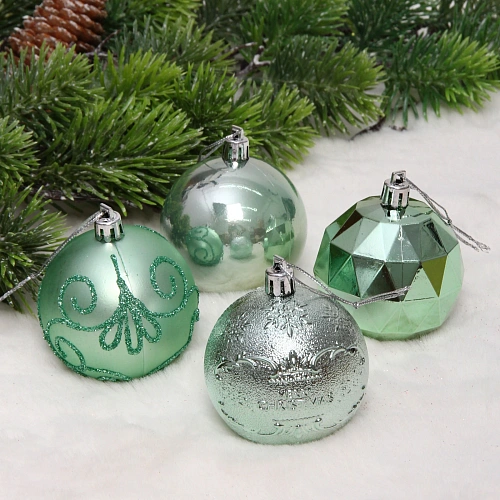 Новогодние шары Зимняя вечеринка 6 см (набор 16 шт), Мятный_7