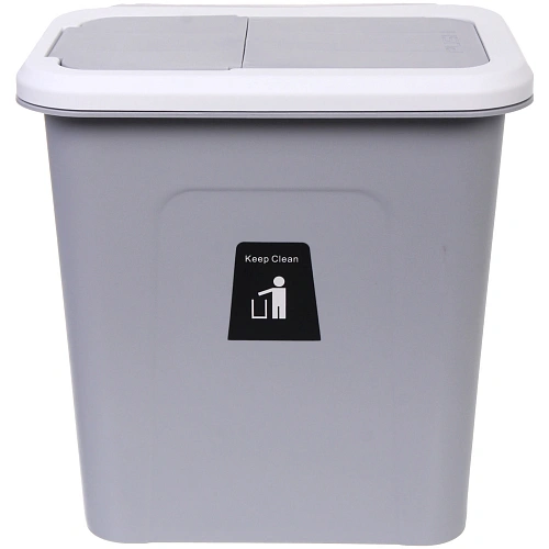 Корзина для мусора подвесная 27х19х28 серая с крышкой_7