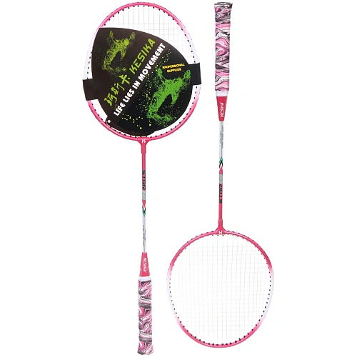 Бадминтон в наборе K-510, 3 предмета 2 металлические ракетки 65 см, чехол (цвет розовый)_4