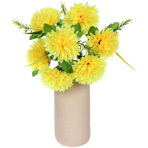 Искусственные цветы Цветочная мелодия Хризантемы 40см 7 цветков желтые_6