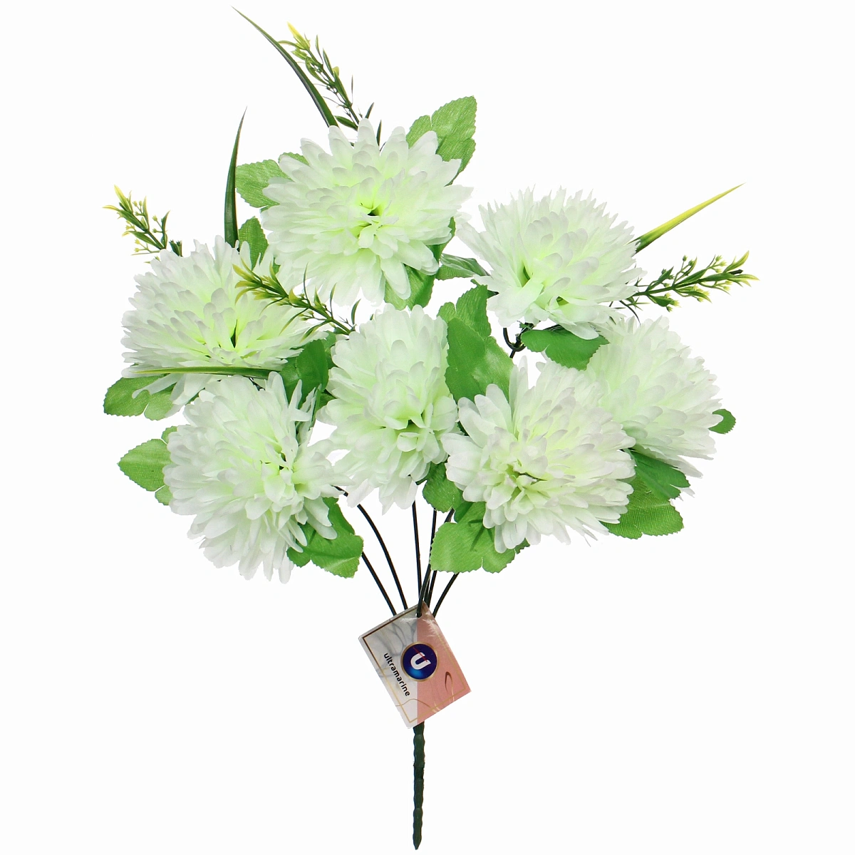 Искусственные цветы "Цветочная мелодия" Хризантемы 40см 7 цветков белые