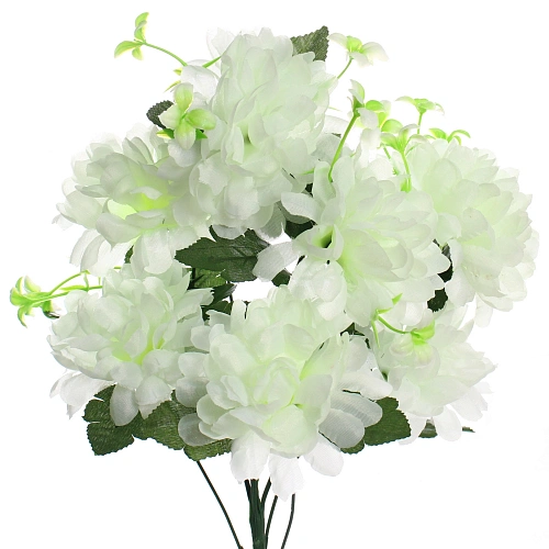 Искусственные цветы Цветочная мелодия Хризантемы 49см 7 цветков белые_4