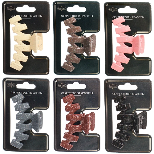 Заколка - краб для волос AKS - MANTANA, микс 6 цветов, зиг - заг, 72,3см _12