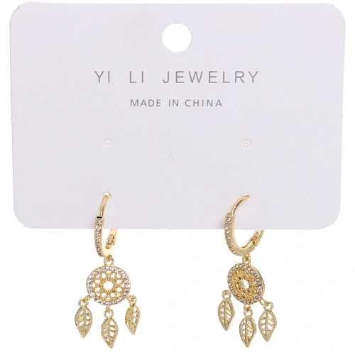 Серьги из гиппоалергенного металла со стразами ПАЛУМНА, ловец снов, цвет золото и серебро, 3,5см_6