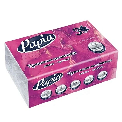Полотенца бумажные PAPIA V-сложения 3 сл. 100 л.