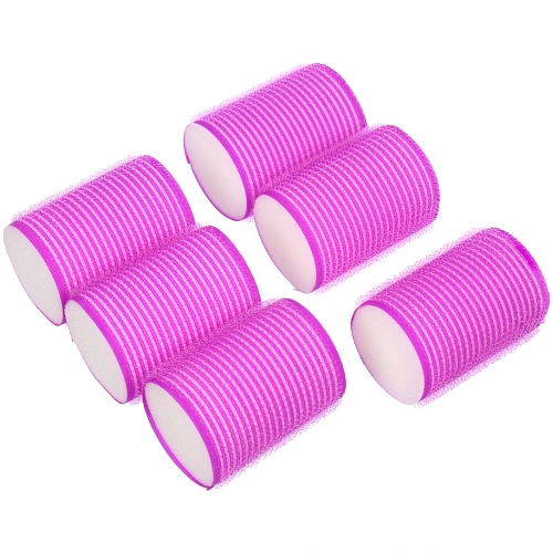 Бигуди-липучки с поролоном для сна мягкие 6шт "Безупречные Локоны", цвет фуксия, 6*4,4см