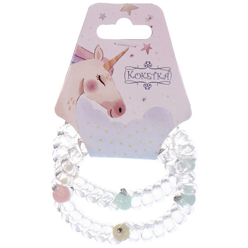 Резинки для волос силиконовые 2шт "MARZIPAN", цвет прозрачный, d-5,5см (подвес Единорог)