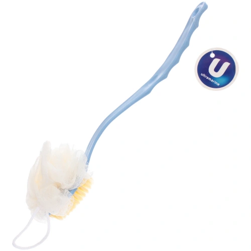 Мочалка массажная "PREMIUM - FARGO", на пластиковой ручке, цвет голубой, 32*8см (лейбл Ультрамарин)
