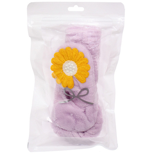 Повязка на голову косметическая ДАЙМОНД РУШ, ромашка, цвет лавандовый, пудровый, небесный и серый, 2055см (ZIP пакет)_7