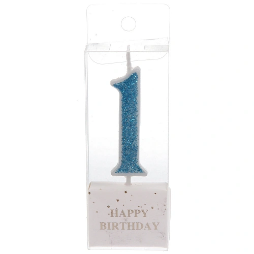 Свеча для торта Цифра Иллюзия 1 95 см, голубой_3