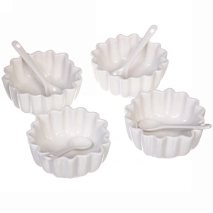 Набор соусников "White magic" 4шт с ложками "Ромашка"