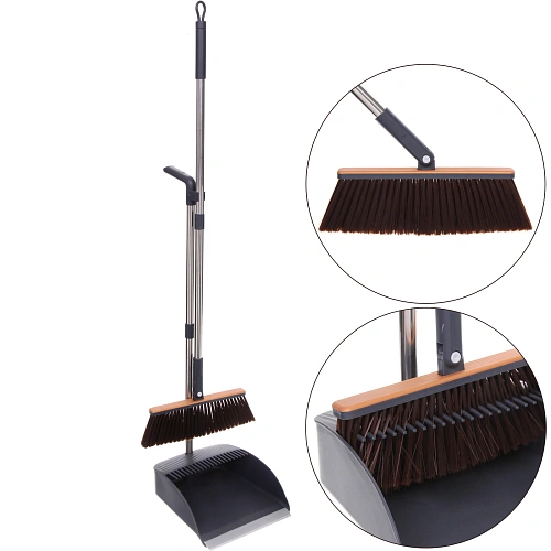 Набор для уборки, щетка для пола с совком "Disco" серый 1103