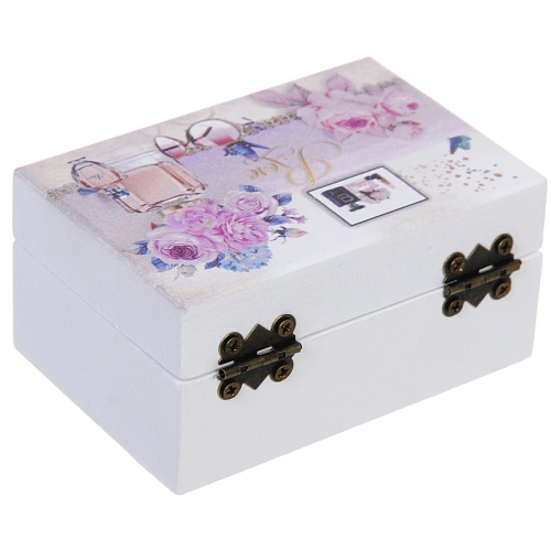 Шкатулка деревянная с зеркалом МАРЦИПАН, пудровые пионы, 95655см (в коробке)_4