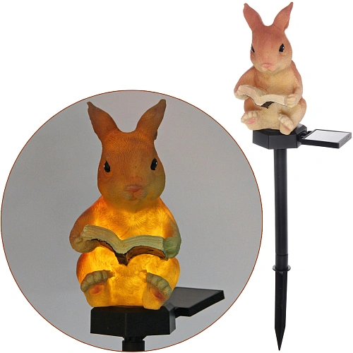 Светильник на солн.батарее "Заяц" 15*10*8 см, (свечение теплый белый)