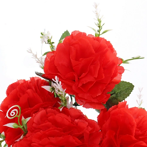 Искусственные цветы Цветочная мелодия Гвоздики 50см 10 цветков красные_5