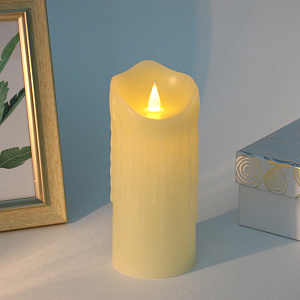 Сувенир с подсветкой "Свеча восковая - Изыск" 7,5*17,5 см - облита воском (работает от батареек 3 ААА)