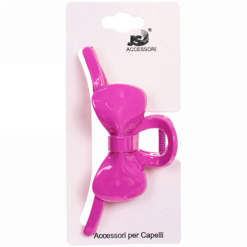 Заколка-краб для волос  на блистере Magic Gloss, бантик, микс 6 цветов, 11см (Кокетка)_4