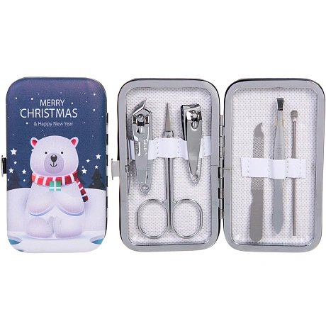 Набор для маникюра в футляре 6 предметов "New Bon Salon - Медвежонок Вайт",11*6,5см