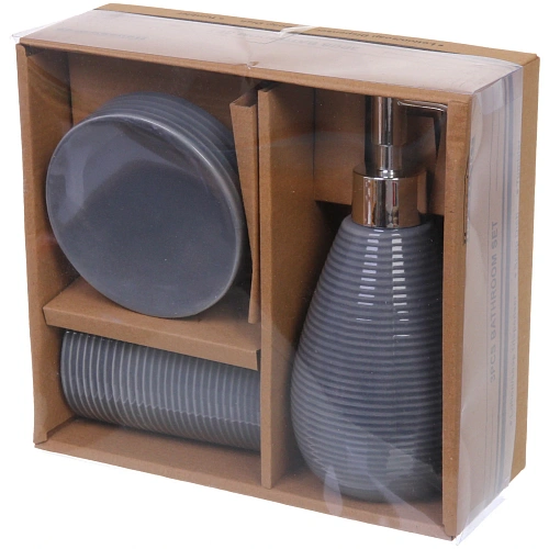 Набор для ванной из 3-х предметов керамический Сантана серый_3