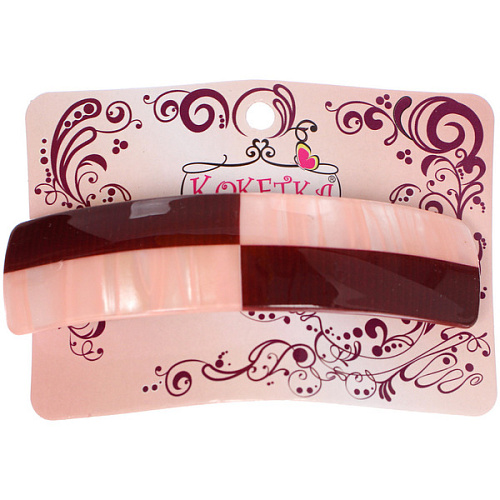 Заколка - автомат ЭКЛЕР, форма прямоугольная, тайра, микс 5 цветов, 10,53см (блистер Кокетка)_4