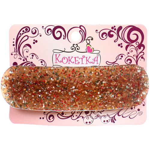 Заколка - автомат ЭКЛЕР, форма прямоугольная, танула, микс 5 цветов, 92,7см (блистер Кокетка)_7